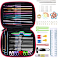Miniatyrbild 1 av 5: 100 st Tillbehör Stickningskit 22 st Aluminium Stickor Sortiment av Krokar Verktyg Kit Rosa