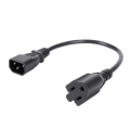 Miniatyrbillede 3 af 5: 2x 1ft IEC 320 C14 Han-stik til Nema 5-15r 3-polet Hun-stik PC Strømadapterkabel Sort