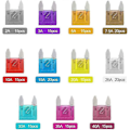 Miniatyrbillede 1 af 4: Mini fladsikringssortiment med 180, 2a 3a 5a 7.5a 10a 15a 20a 25a 30a 35a 40a, med 1 fladsikringstrækker og 1 opbevaringsboks