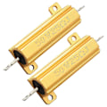 Miniatyrbillede 1 af 5: 2 stk. 50W 25Ohm Trådviklet Effektmodstand, Aluminiumshus Modstand, Guld Chassis