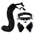 Miniatyrbild 3 av 5: Hårklämmor Cocker Tail Djur Element Justerbar Konstgjord Päls Solid Varghals Öron Krage För _c_x