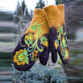Miniatyrbild 2 av 2: Färgglada broderade damhandskar Vinter Julvantar Varma handskar