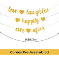 Pikkukuva 2 / 5: 3 Kultaglitteri Love Laughter And Happiness Forever -banneria - Kihlaustarvikkeet