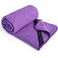 Miniatyrbillede 1 af 5: Mikrofiber Hot Yoga Håndklæde Måtte med Skridsikker Silikone Grip og Sikre Elastiske Stropper, 61 x 183 cm (Lilla)