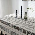 Miniatyrbild 4 av 4: Bordsduk, rektangulär linneduk Boho Farmhouse kraftigt tyg bordsöverdrag, säckvävsrandig geometrisk tvättbar bordsskiva för fester kaffe kök