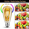 Miniatyrbillede 3 af 5: 6-pak Edison Vintage E27 LED Glødepærer, 6W (erstatter 60W), Retro Pære Ideel Til Nostalgisk Og Retro Belysning, Varm Hvid
