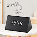 Miniatyrbild 3 av 5: Träklocka Multifunktionell LED Elektronisk Väckarklocka Trä Röststyrd Klocka Digital Tyst Träklocka, A