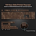 Pikkukuva 2 / 5: 136 Näppäimen Pähkinäpuun Syy Keycaps Sivupainatus PBT Keycaps Taustavalaistu Cherry Profiili MX-kytkimelle Mecha