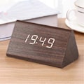 Miniatyrbild 4 av 5: Träklocka Multifunktionell LED Elektronisk Väckarklocka Trä Röststyrd Klocka Digital Tyst Träklocka, A