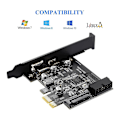 Pikkukuva 3 / 5: PCI-E 1X USB 3.2 Gen1 USB3.2 Type-C etupaneeliadapterikortti 2 porttia (Type C+ Type A) Laajennuskortti