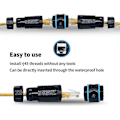 Miniatyrbillede 5 af 5: 2 Pak Skærmet Rj45 Konnektor Vandtæt Ip68 Cat5/5e/6 8p8c Ethernet Lan Kobling Hun Til Hun