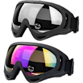Miniatyrbillede 1 af 5: 2 stk. Skibriller, snescooter Motorcykelbriller Glas Linse Anti-støv, UV-beskyttelse (farve, transparent)