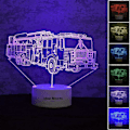 Miniatyrbilde 2 av 5: SBSG Nattlampe for barn LED Lamper 3D Brannbil Form Mønster Lys Lastebiler Tema Bordlampe for Hjemmekontor Barneromsdekorasjon og