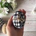 Miniatyrbilde 5 av 5: 5 stk/sett påskeegghengere med kontrastfarger og rutete trykk med stropp, realistisk eggstoffdeksel, dekorative gjenbrukbare påskeeggedekorasjoner, leker E