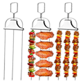 Miniatyrbilde 1 av 5: 3 stk. 3-i-1 Grillspydder i Rustfritt Stål med Skyver, for Kjøtt, Kylling, Pølser, Grønnsaker, Reker