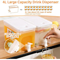Miniatyrbillede 4 af 5: 4L Stor Drikkevare Dispenser Juice Infuser Vand Dispenser Beholder med Hane, til Servering af Cocktails, Juice, Vand (1 stk)