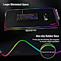 Miniatyrbillede 5 af 5: Gaming Mousepad, RGB Stor Mousepad XXL, Ekstra Stor med Flere Lystilstande, Anti-Slip Bund, Vandafvisende & Bærbar LED Mousepad til Laptop Computere