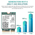 Pikkukuva 3 / 5: AX201NGW WiFi-kortti kahdella antennilla 2,4 GHz + 5 GHz WiFi 6 3000 Mbps M.2 CNVio2 Bluetooth 5.1 WiFi Ada