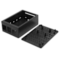 Miniatyrbillede 3 af 5: Beskyttelsesetui til Raspberry Pi 4B ABS Skal Reserveret Alle Porte til HDMI USB A/VSort