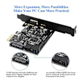 Pikkukuva 2 / 5: PCI-E 1X USB 3.2 Gen1 USB3.2 Type-C etupaneeliadapterikortti 2 porttia (Type C+ Type A) Laajennuskortti