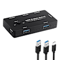 Miniatyrbillede 1 af 3: USB-switch til 2 computere, deling af 4 USB-enheder, USB KVM-switch med en-knap-skift, 4