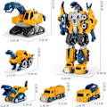 Miniatyrbillede 5 af 5: Robot Byggekøretøjer Sæt til Småbørn 5 stk. Transformerende Robotter til Børn - Magnetisk Legetøj med Holdbare Stik - Nem DIY Samlefunktion - 5-i-1
