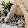 Pikkukuva 5 / 5: Boho-heittoviltti vapaa-ajan sohvalle, sohvanpeite, olohuoneen sisustusmatto, geometrinen abstrakti kuvakudos