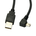 Miniatyrbild 3 av 5: Mini USB B-typ 5-polig Han 90 Grader Vinkelrät till USB 2.0 Han Datakabel med EMI Ferritkärna 5