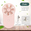 Miniatyrbillede 2 af 5: Personlig Ventilator Pink Mini Håndholdt Ventilator, USB-genopladning, Farverig LED, Lille Bærbar Håndventilator med 3 Hastighedstilstande til Rejser, Camping, Vandreture og Kontor
