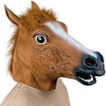 Miniatyrbillede 1 af 5: Deluxe Novelty Halloween Kostumefest Latex Dyrehovedmaske Hestehoved Brun