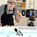 Miniatyrbild 3 av 3: Trådlös mikrofon för iPhone iPad, trådlös lavaliermikrofon med brusreducering automatisk