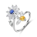 Miniatyrbillede 1 af 5: Anti Angst Ring til Kvinder Piger Fidget Ringe Spinner Cubic Zirconia Justerbar Roterbar Inspirations Meditations Ring Lindre Angst Stress Bekymring H