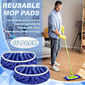 Miniatyrbilde 5 av 5: 16 stk. vaskbare moppeputer for moppefyllinger, gjenbrukbar moppeklut for rengjøring av harde gulv, tørr og våt