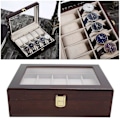 Miniatyrbild 4 av 5: Klockbox Organizer Display Fint Trä 10 Fack Lyxigt Fodral Smyckesdisplay Förvaringslåda YEMAA