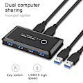 Miniatyrbild 1 av 5: USB 3.0 Växlare Hub-Selektor 2 PC-er Delar 4 Enheter för Tangentbord Mus Skrivare