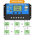 Miniatyrbilde 3 av 5: Solar Laderegulator, 30a Solcellepanel Regulator 12v/24v Pwm Auto Parameter Justerbar LCD-skjerm Solcellepanel