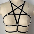 Miniatyrbillede 2 af 5: 2 stk. Sexet Dame Sele Halter Pentagram Kropssele BH Bur BH Uden Skåle Punk Gotisk Stil Stropløs Bralette