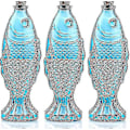 Miniatyrbild 1 av 5: Vaso i Fiskform, Dekorativ Glaskaraff med Träpropp, Blommavas Mittstycke för Vardagsrum, Matbord, Kök, 3-pack, Kapacitet 50