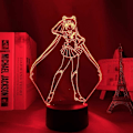 Miniatyrbilde 2 av 5: SBSG Lamper for Stue Anime Sailor Moon for Jenter Soverom Dekor Lys 3D Led Nattlys Manga Bursdagsgave Sailor Moon Led 3D Lampe for Gutter