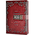 Miniatyrbillede 1 af 5: Blomster Læder Journal med Lås Skrive Dagbog Notesbog Kombination Adgangskode Linjeret Genopfyldeligt Papir 200 X 140 Mm (rød)