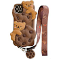 Pikkukuva 1 / 5: iPhone 12 Pro -kotelo, söpö ja narulla varustettu avaimenperä, Kawaii-puhelimen kotelot, 3D-piirretty karhukeksejä, iPhone-kotelo, pehmeä silikoninen iskunkestävä suojakotelo C