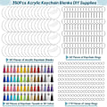 Miniatyrbilde 2 av 5: 350 stk Akryl Nøkkelring Blanker for Vinyl med Blanker, Kvaster, Sprette-ringer, Nøkkelringringer for