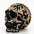 Miniatyrbillede 2 af 5: Resin Craft Sort Dødsingehoved Gyldent Udskæring Halloween Fest Dekoration Dødsingehoved Skulptur Ornamenter Boligindretning Tilbehør Banmo