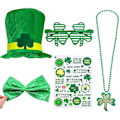 Miniatyrbillede 1 af 2: St. Patricks Dag Shamrock Høj Hat Irsk Dag Party Hat Shamrock Hat Sæt