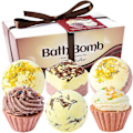 Miniatyrbilde 1 av 5: 6 Stykker Spa Badebombe Fizzies med Eteriske Oljer for Kvinner og Jenter, Cupcake & Hjerte Design, for Jul, Bursdag, Gaver Brun