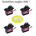 Miniatyrbilde 1 av 5: 4 stk. Mg90S Mikro Metallgir 9G Servo For Rc Fly Helikopter Bil 360