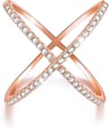 18K Guldplätering 925 Sterling Silver Ring Cubic Zirconia X Ringar Simulerad Diamant CZ Korslagda Ringar för Kvinnor och flickor