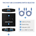 Miniatyrbild 5 av 5: USB 3.0 Växlare KVM-switch 5Gbps 2 in 1 ut USB-växlare USB 3.0 Tvåvägsdelare för skrivare K