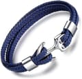 Herre Ægte Læder Armbånd Titanium Lås Anker Armbånd 22,5 cm