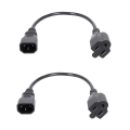 Miniatyrbillede 1 af 5: 2x 1ft IEC 320 C14 Han-stik til Nema 5-15r 3-polet Hun-stik PC Strømadapterkabel Sort
